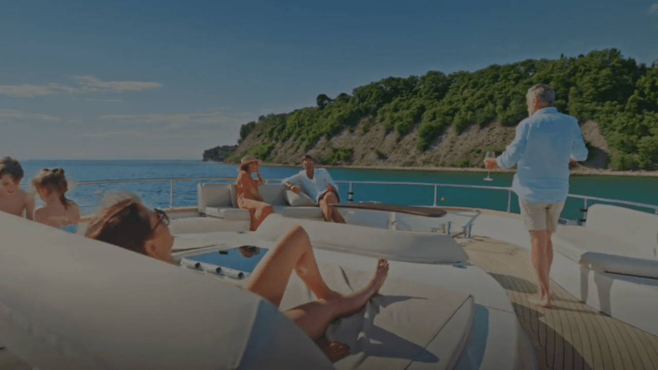 Luxury yacht on crystal-clear water